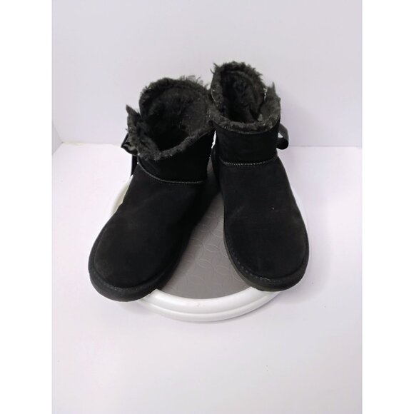 Pawz Dog Boots Black Faux Fur Suede Bow Detail Womens Size 8 - Picture 2 of 7
